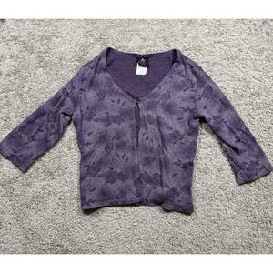Vintage Anxiety‎ Cafe Purple Grandma Cardigan Floral Coffee Cozy Old Money M